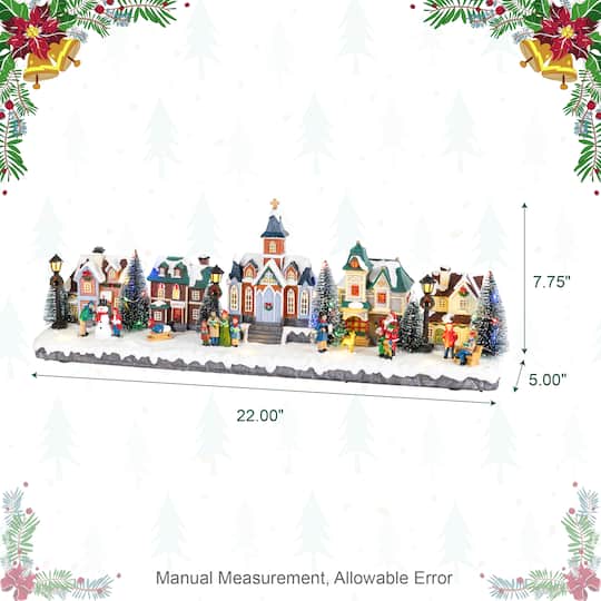 Glitzhome® 22" Lighted Christmas Santa Musical Resin Village with Timer